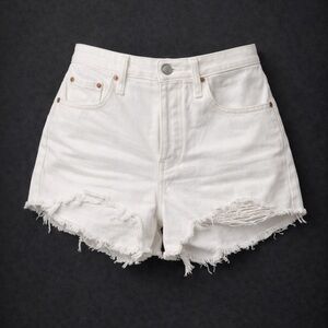Levi's White Frayed Hem Jean Shorts